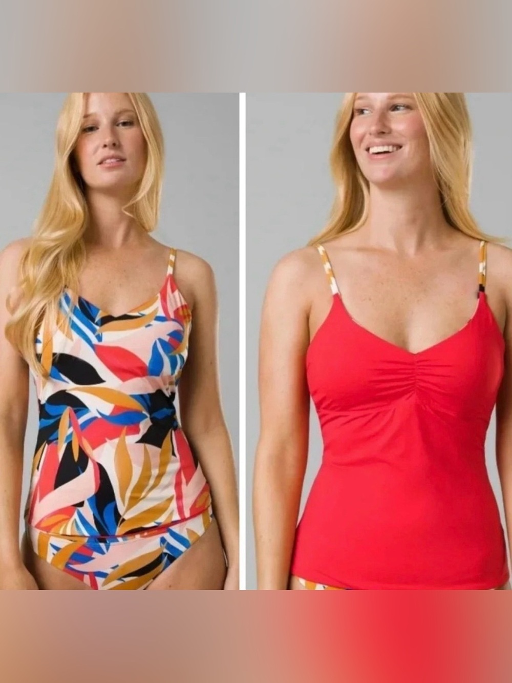 Prana Reversible Red & Multi-Color Camisole Swim Top